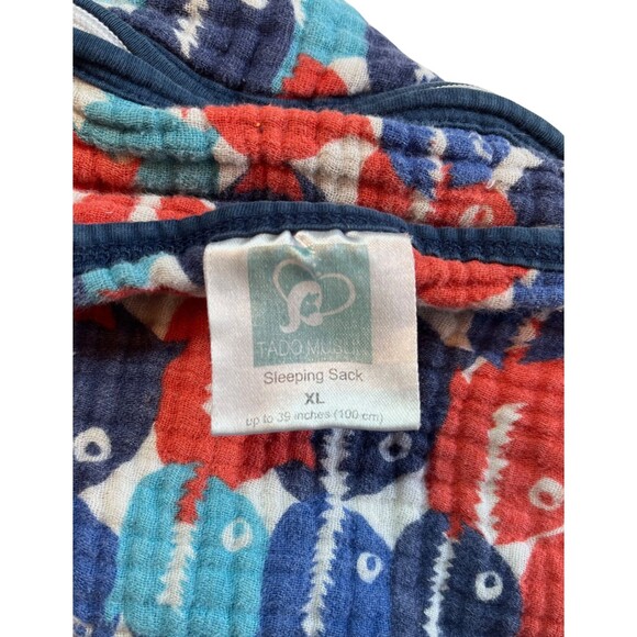 Tado Muslin Sleeping Sack Organic Cotton Piranha Fish Zipper Blue Orange XL‎ - Picture 4 of 7